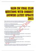 NASM CNC FINAL EXAM  QUESTIONS WITH CORRECT  ANSWERS LATEST UPDATE  2023