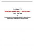 Test Bank For Maternity and Women's Health Care  12th Edition By Deitra Leonard Lowdermilk, Shannon E. Perry, Mary Catherine Cashion, Ellen Olshansky, Kathryn Rhodes Alden | Chapter 1 – 37, Latest Edition|  