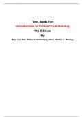Test Bank For Introduction to Critical Care Nursing  7th Edition By Mary Lou Sole, Deborah Goldenberg Klein, Marthe J. Moseley | All Chapters, Latest Edition|