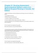 Chapter 41: Nursing Assessment: Gastrointestinal System Lewis et al.: Medical-Surgical Nursing in Canada, 3rd Edition Exam 2023 Questions and Answers(A+ Solution guide)