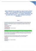 ANCC PMHNP PSYCH-MENTAL HEALTH NP LATEST TEST 1 ,2,& 3 EXAM QS & ANS PLUS RATIONALE LATEST 2022-2024 (TEST 1-3 LATESTVERSIONS 100 QS AND ANSEACH) | NEW VERSION ALREADY GRADED A