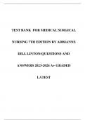 TEST BANK FOR MEDICAL SURGICAL NURSING 7TH EDITION BY ADRIANNE DILL LINTON(QUESTIONS AND  ANSWERS 2023-2024 A+ GRADED  LATEST