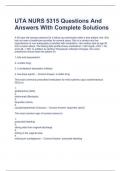 UTA NURS 5315 Questions And Answers With Complete Solutions 