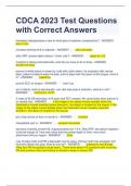 CDCA 2023 Test Questions with Correct Answers 