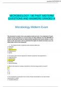 MICROBIOLOGY: 180 PAST MIDTERM QUESTIONS AND ANSWERS GRADED A