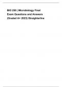 BIO 250 | Microbiology Final Exam Questions and Answers (Graded A+ 2023) Straighterline