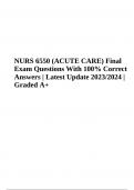 NRNP 6550 Final Exam Questions and Answers Latest Update | NRNP 6550: Advanced Care Of Adults In Acute Settin, Final Exam Questions and Answers | NURS 6550 Midterm Exam Questions With Answers & NURS 6550 (ACUTE CARE) Final Exam Questions With 100% Correct