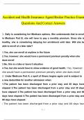 Accident and Health Insurance Agent (Broker) Practice Exam with complete Questions and Answers