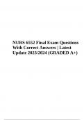 NURS 6552 Final Exam Questions With Correct Answers | Latest Update 2023/2024 (GRADED A+)