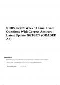 NURS 6630N Week 11 Final Exam Questions With Correct Answers Latest Update 2024 (GRADED A+)