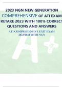 2023 NGN NEW GENERATION COMPREHENSIVE OF ATI EXAM RETAKE 2023 WITH 100% CORRECT QUESTIONS AND ANSWERS ATI COMPREHENSIVE EXIT EXAM 2023/2024 WITH NGN