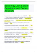 Sociology Unit 2 Exam Questions and Correct Answers 