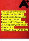 Test Bank For Varcarolis’ Essentials of Psychiatric Mental Health Nursing 5th Edition By Chyllia D Fosbre / ALL Chapters 1-28 /Complete Questions and Answers A+ / 9780323810302 / 2023-2024