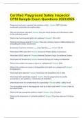 Certified Playground Safety Inspector CPSI Sample Exam Questions 2023/2024