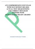 ATI COMPREHENSIVE EXIT EXAM WITH NGN NEWEST 2023-2024  ACTUAL TEST 180 QUESTIONS  AND CORRECT DETAILED  ANSWERS WITH  RATIONALES|ALREADY GRADED  A