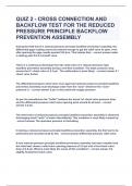 QUIZ 2 - CROSS CONNECTION AND BACKFLOW TEST FOR THE REDUCED PRESSURE PRINCIPLE 2023/2024 UPDATE|QUESTIONS&ANSWERS|GRADED A+|DOWNLOAD TO PASS