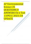 AP Environmental Science 25 QUESTIONS & ANSWERS Ch 6 Test 110921| 2023/24 UPDATE