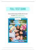 Test Bank for Abnormal Child Psychology 7th Edition by Eric J Mash