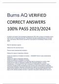 Burns AQ VERIFIED  CORRECT ANSWERS  100% PASS 2023/2024