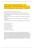 C484 Organizational Behavior and Leadership - Individual Behavior Ch.10. Exam Questions and answers. Rated A+