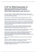 C157 for WGU-Essentials of  Advanced Nursing Practice 2023/2024 Questions and Answers