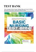 Test Bank For Davis Advantage Basic Nursing: Thinking  Doing and Caring 3rd Edition By Leslie S. Treas; Karen L. Barnett; Mable H. Smith ( 2022 - 2023 ) / 9781719642071 / Chapter 1-41 / Complete Questions and Answers A+