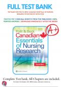 Test Bank For Polit & Beck Canadian Essentials of Nursing Research 4th Edition by Kevin Woo | 2018/2019 |9781496301468 |Chapter 1-18 | Complete Questions and Answers A+