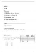 AQA EDEXCEL GCSE COMBINED SCIENCE CHEMISTRY   FOUNDATION  TIER  PAPER 1  AND 2 FINAL QUESTIONS PAPERS AND MARK SCHEMES PREDICTED 2023