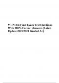 MCN 374 Exam Questions and Answers Latest Update | MCN 374 Peds Final Exam Questions With Correct Answers Latest Update | MCN 374 Peds Exam Questions With Correct Answers | MCN 374 Exam 2 Cardiac Questions With Correct Answers & MCN 374 Final Exam Questio