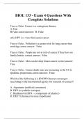BIOL 133 - Exam 4 Questions With Complete Solutions