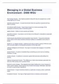 Managing in a Global Business Environment - D080 WGU