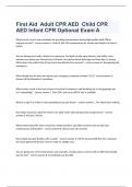 First Aid, Adult CPR AED, Child CPR AED, Infant CPR Optional Exam A questions and 100% correct answers