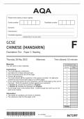 AQA GCSE CHINESE MANDARIN-G-8673-RF-QUESTION PAPER 18May23-PM-Foundation Tier Paper 3 Reading