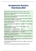 Straighterline Nutrition  Final Exam 2023    What is the major monosaccharide found in the human body? - ANSWER 	glucose    Which of these is a complex carbohydrate that cannot be broken down by the human digestive process? - ANSWER fiber  What is the pur