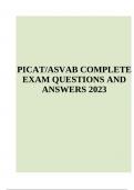 PICAT/ASVAB  EXAM QUESTIONS AND ANSWERS LATEST UPDATE 2023/2024 (GRADED)