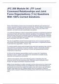 JFC 200 Module 04: JTF Level Command Relationships and Joint Force Organizations (1 hr) Questions With 100% Correct Solutions.