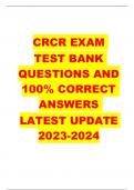 CRCR EXAM TEST BANK QUESTIONS AND  100% CORRECT ANSWERS LATEST UPDATE  2023-2024