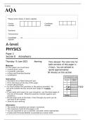 AQA A-level PHYSICS Paper 3 Section B Astrophysics JUNE 2023 QUESTION PAPER