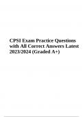 CPSI Final Exam Questions with Correct Answers | Latest Update 2023/2024 (Graded A+)