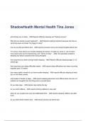 ShadowHealth Mental Health Tina Jones Questions & Answers 2023 ( A+ GRADED 100% VERIFIED)