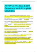 ACRP CCRC 2023 Exam Questions with Complete Solutions 