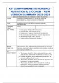 ATI COMPREHENSIVE NURSING – NUTRITION & BIOCHEM - NEW VERSION SUMMARY 2023-2024.