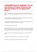 FUNDAMENTALS OF NURSING: The Art and Science of Person-Centered Care (9th ed) Chapter 23 The Aging Adult Exam 1  Questions and Answers with complete solution