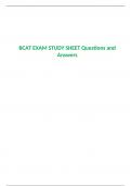 BCAT EXAM STUDY SHEET Questions and Answers