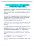 Ammo and Explosive Storage Safety Exam Rated A 2023/2024,HAZMAT Familiarization and Safety in Transportation,Ammunition and Explosive Storage Safety Exam Questions with Complete Solutions Rated A+ 2023/2024,Intro to Explosive Safety Management 60 Question