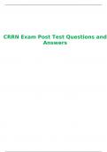 CRRN Exam Post Test Questions and Answers