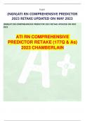 {NGN}ATI RN COMPREHENSIVE PREDICTOR 2023 RETAKE UPDATED ON MAY 2023 {NGN}ATI RN COMPREHENSIVE PREDICTOR 2023 RETAKE UPDATED ON MAY 2023 ATI RN COMPREHENSIVE PREDICTOR RETAKE (177Q & As) 2023 CHAMBERLAIN • A nurse is assessing a client who has received an 