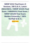 NRNP 6552 Final Exam (3 Versions, 300 Q & A, Latest2022/2023) / NRNP 6552N Final Exam / NRNP6552 Final Exam / NRNP-6552N Final Exam: Walden University | 100% Verified Q & A | NRNP 6552 Question 1 1/1 In a woman who is 20 weeks pregnant, the fundus is typi