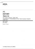 AQA AS HISTORY 7041/1C The Tudors: England, 1485–1603 Component 1C JUNE 2023 MARK SCHEME: Consolidation of the Tudor Dynasty: England, 1485–1547