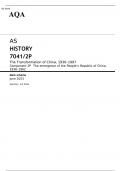 AQA AS HISTORY 7041/2P The Transformation of China, 1936–1997 Component 2P JUNE 2023 MARK SCHEME: The emergence of the People’s Republic of China, 1936–1962